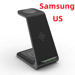 Black wireless charging stand dock with green LED, vertical phone holder