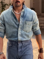 Light Blue Denim Button-Down Shirt - Effortless Style & Comfortable Fit by [Brand Name]