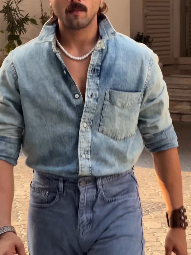 Light Blue Denim Button-Down Shirt - Effortless Style & Comfortable Fit by [Brand Name]