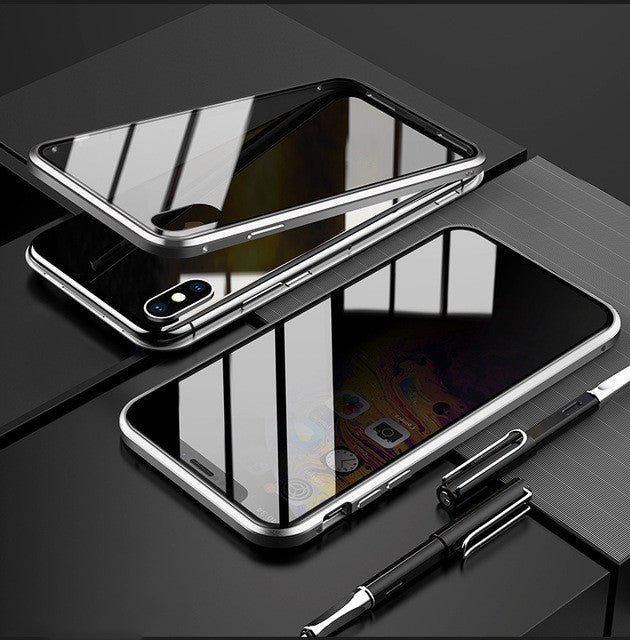 Anti-Peep Magnetic Privacy Glass Phone Case – Flip Style