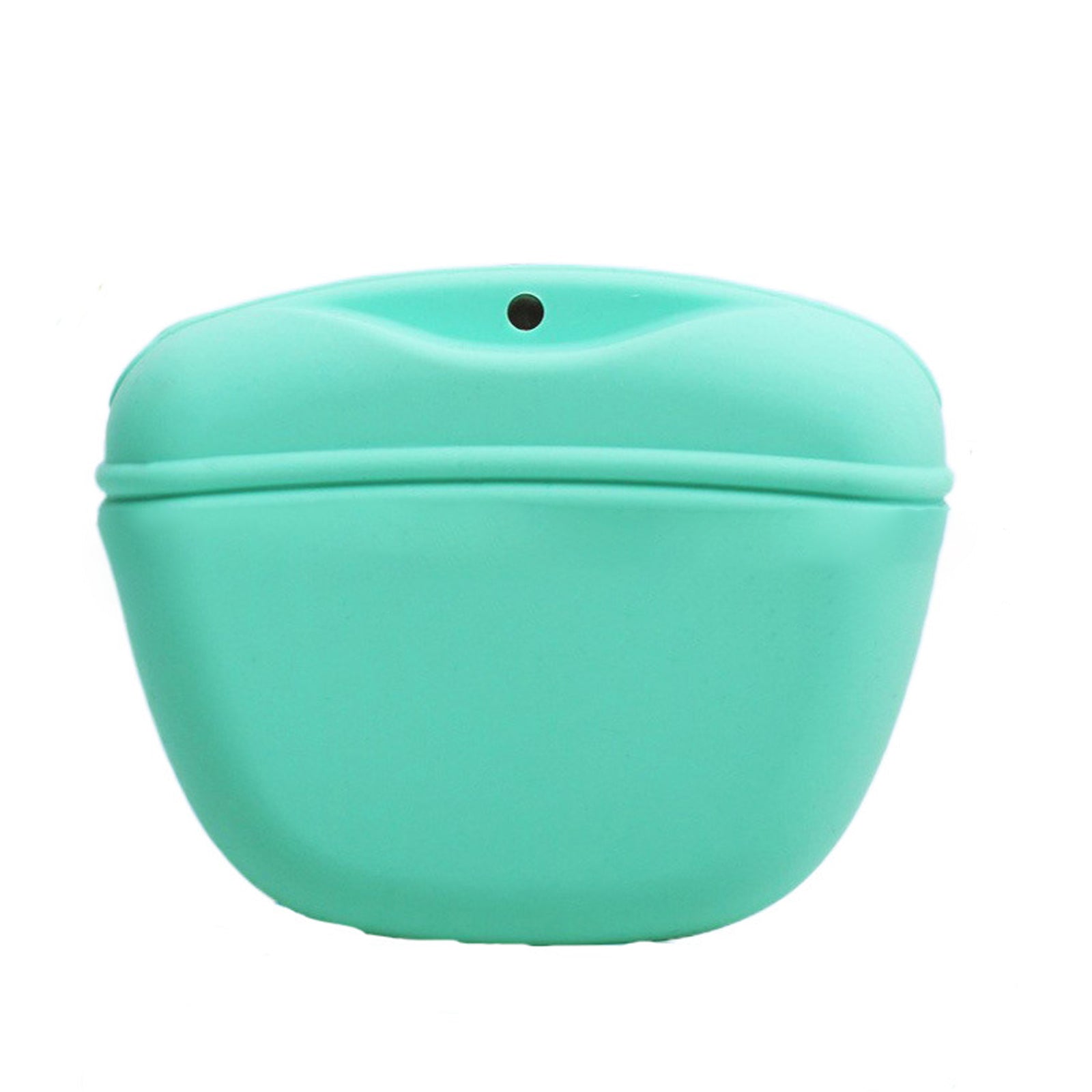 Cyan silicone treat waist bag with snap-closure lid