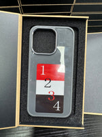 Gray NFC smart display phone case with numbered screen graphic in display window
