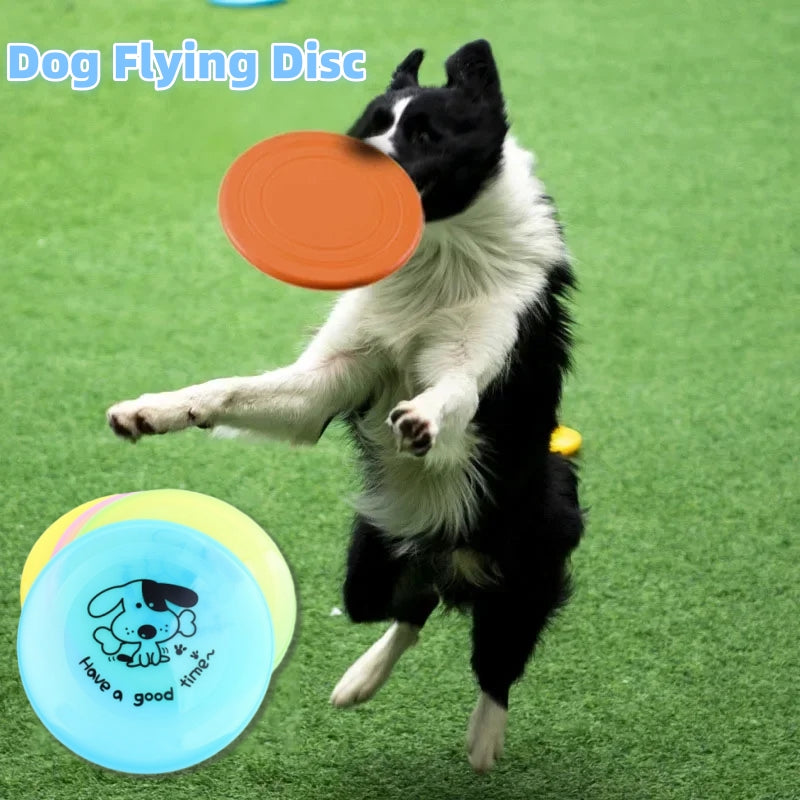 Silicone dog flying disc, orange round disc with raised rim