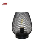 Lámpara de mesa retro de hierro forjado con batería, luz nocturna hueca con diseño de jaula de pájaros, lámpara de lectura de escritorio, decoración para dormitorio, mesita de noche y hogar