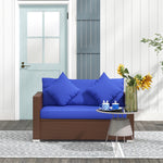 Outdoor Wicker Loveseat – 2-Seat PE Rattan Patio Sofa, Dark Blue