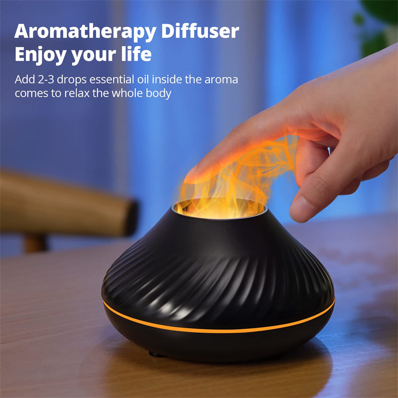 Nuevo difusor de aroma de llama volcánica, lámpara de aceite esencial de 130 ml, humidificador de aire portátil USB con luz nocturna de color, nebulizador y luz LED