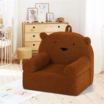 Sofá infantil con forma de oso – Sillón de espuma de forro polar para niños pequeños, Marrón