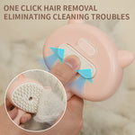 Pink self-cleaning grooming brush with removable bristle pad for easy one-click cleaning