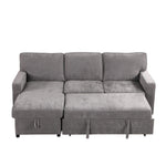 Upholstery Sleeper GREY Sectional Sofa With Storage Space, USB Port, 2 Cup Holders On Back Cushions