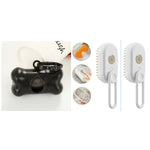 Electric steam pet brush with white handle and orange silicone grooming pad
