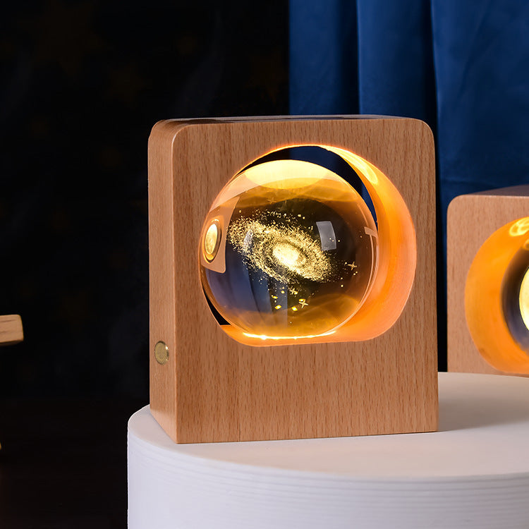 Luz de Noche Esfera de Cristal Haya Grabado Láser 3D Alce Medusa LED Lámparas de Noche USB Regulables Para Decoración de Dormitorio Regalos Decoración del Hogar