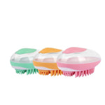 2-in-1 pet bath brush pair with green, orange, and pink silicone massage pads
