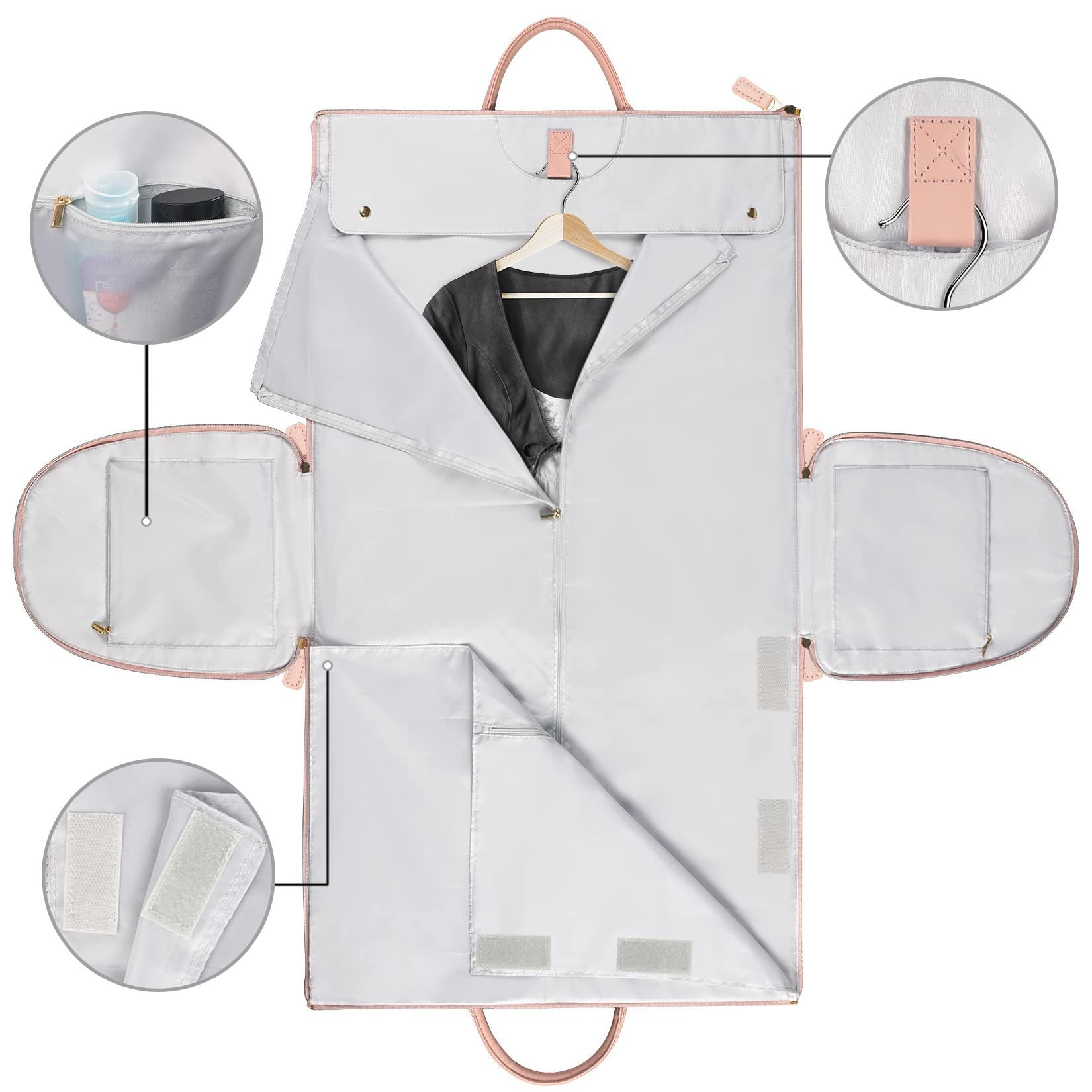White foldable waterproof duffle bag open flat with inner pockets and side compartments
