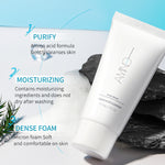 HUNMUI amino acid face cleanser tube at an angle with foam on surface