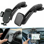 Car phone mount with gravity-style cradle and 360° rotation, black and gray