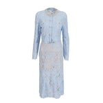 Round Neck Diamond Lace Embroidered Top High Waist Skirt Suit