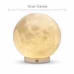 3D Printed Moon Lamp USB Rechargeable Warm Light Realistic Lunar Night Light For Bedroom Decor