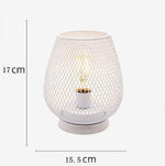 Lámpara de mesa retro de hierro forjado con batería, luz nocturna hueca con diseño de jaula de pájaros, lámpara de lectura de escritorio, decoración para dormitorio, mesita de noche y hogar