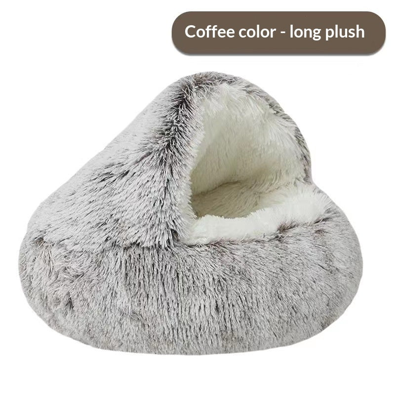 CozyNest Semi-Closed Cat Bed | All-Season Comfort for Small Dogs & Cats | Warm & Inviting Winter Retreat