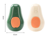 Pet grooming brush sizes: avocado-green and cream, 10cm height, 6.5cm width