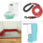 Pet dog bed with red cord bolster and grey padded base