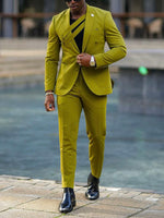 Brand Name Olive Green Suit with Asymmetric Strap Detail & Tailored Fit