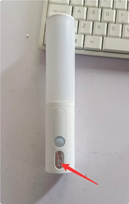 White night light with bottom sensor window and switch area