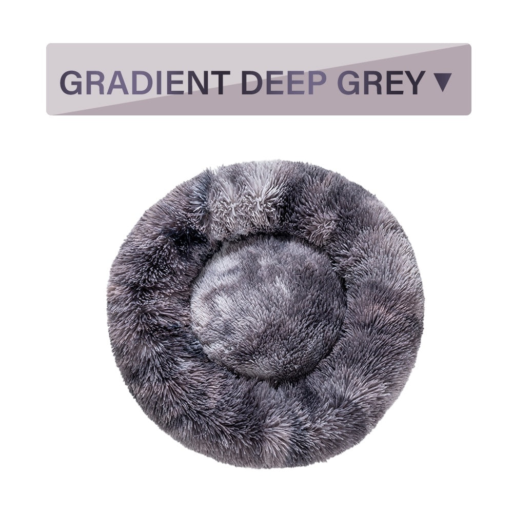 Fluffy Donut Dog Bed | Cozy Plush Cushion for Small & Large Pets | Washable & Calming Design