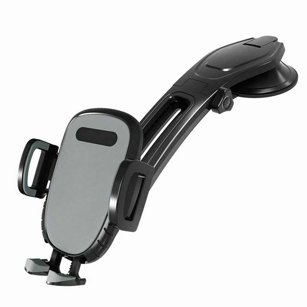 360° rotatable car phone mount with gray cradle and black base