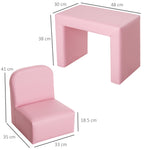 Sofá Sillón Infantil 2 en 1, 48 x 44 x 41 cm, para Sala de Juegos, Rosa