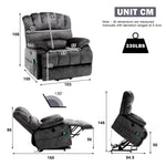 Electric Power Lift Recliner Chair Sofa With Massage And Heat For Elderly, 2 Side Pockets, USB Ports