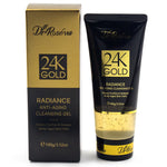 DR 24K Gold radiance anti-aging cleansing gel tube and box, black and gold