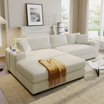 Mirod Large Sectional Sofa With Thick Cushions, And Built-in Cup Holders  Charging Ports