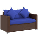 Outdoor Wicker Loveseat – 2-Seat PE Rattan Patio Sofa, Dark Blue