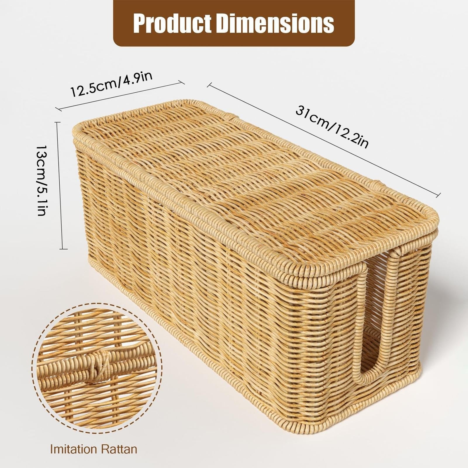 Desktop Cable Organizer With Woven Rattan-style Cord And A Covered Power Stripsocket Box