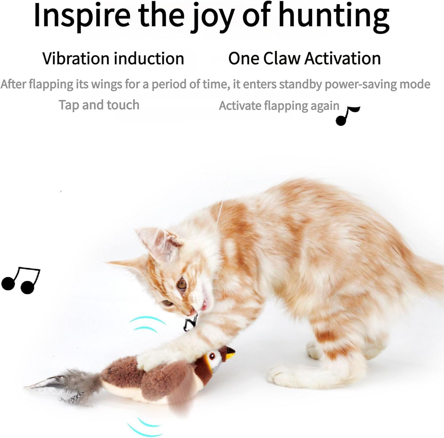 Interactive Chirping Bird Cat Toy – Rechargeable Flapping Feather Toy