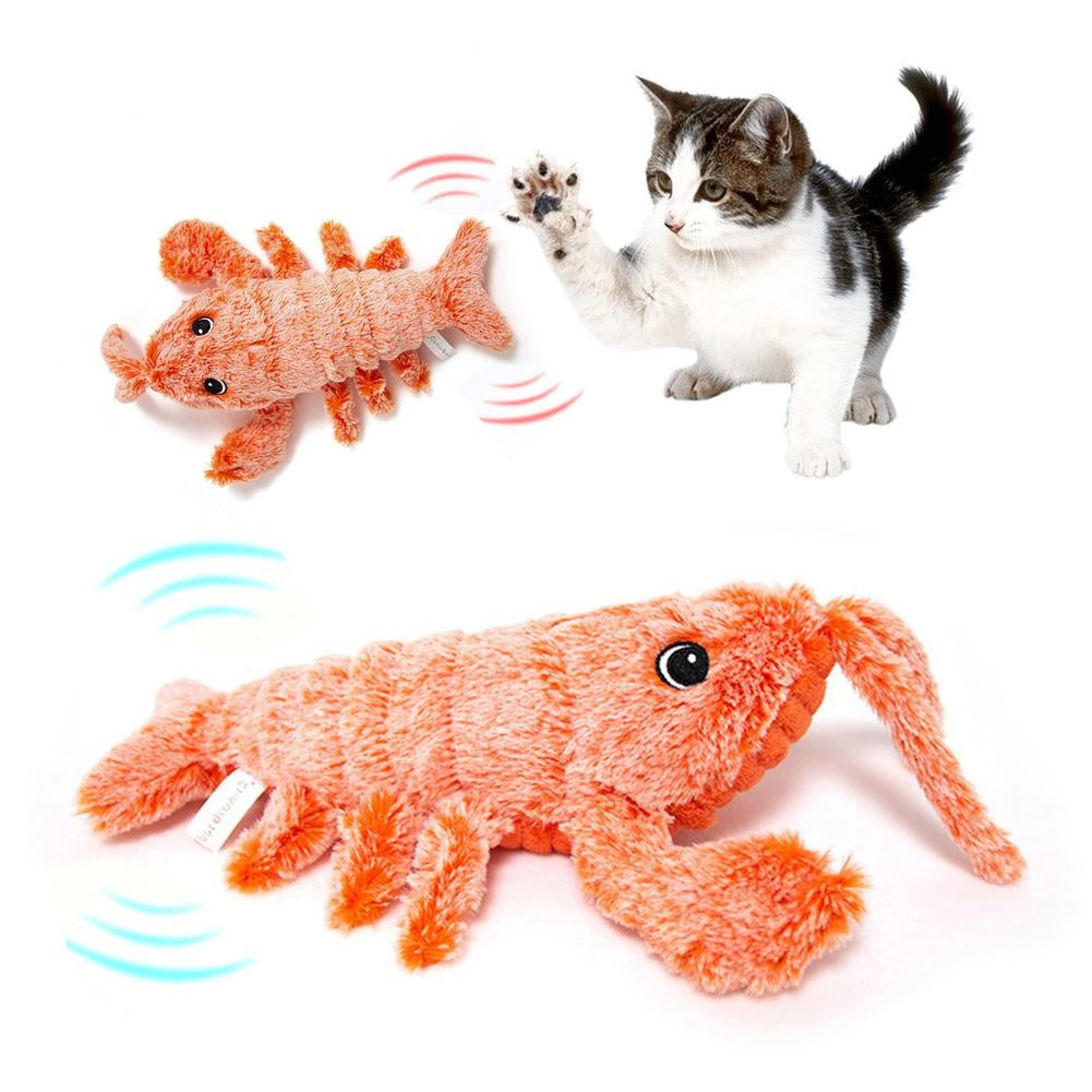 Electric Jumping Shrimp Cat Toy – USB Rechargeable Plush Lobster