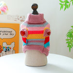 Colorful Stripes Pet Ring Sweater - Soft Comfort for Your Furry Friend