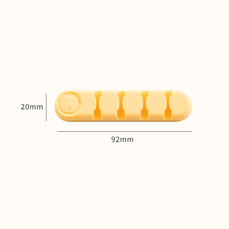 No Hole Punching Bear Pattern Silicone Data Cable Organizer