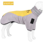 Waterproof dog winter coat vest, gray with grayish-yellow back panel