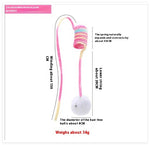 Pink gradient spring cat toy with rabbit-style fur hair ball and flexible cord