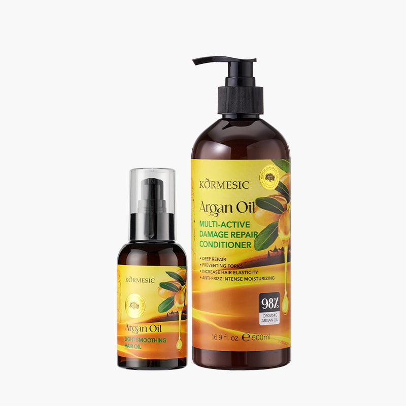 KORMESIC Argan Oil hair oil bottles, pump dispenser and glass dropper