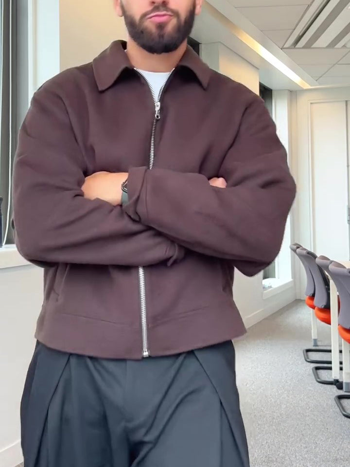 Veste zippée marron élégante – L'indispensable manches longues douillet par [Brand Name]